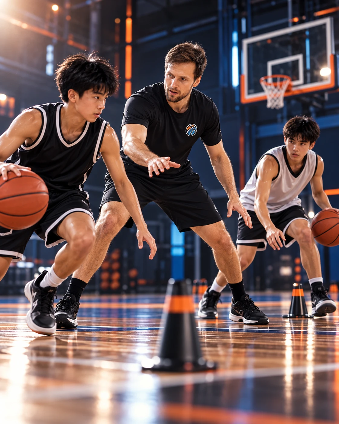 Dynamic youth basketball training session focused on intensity and player development